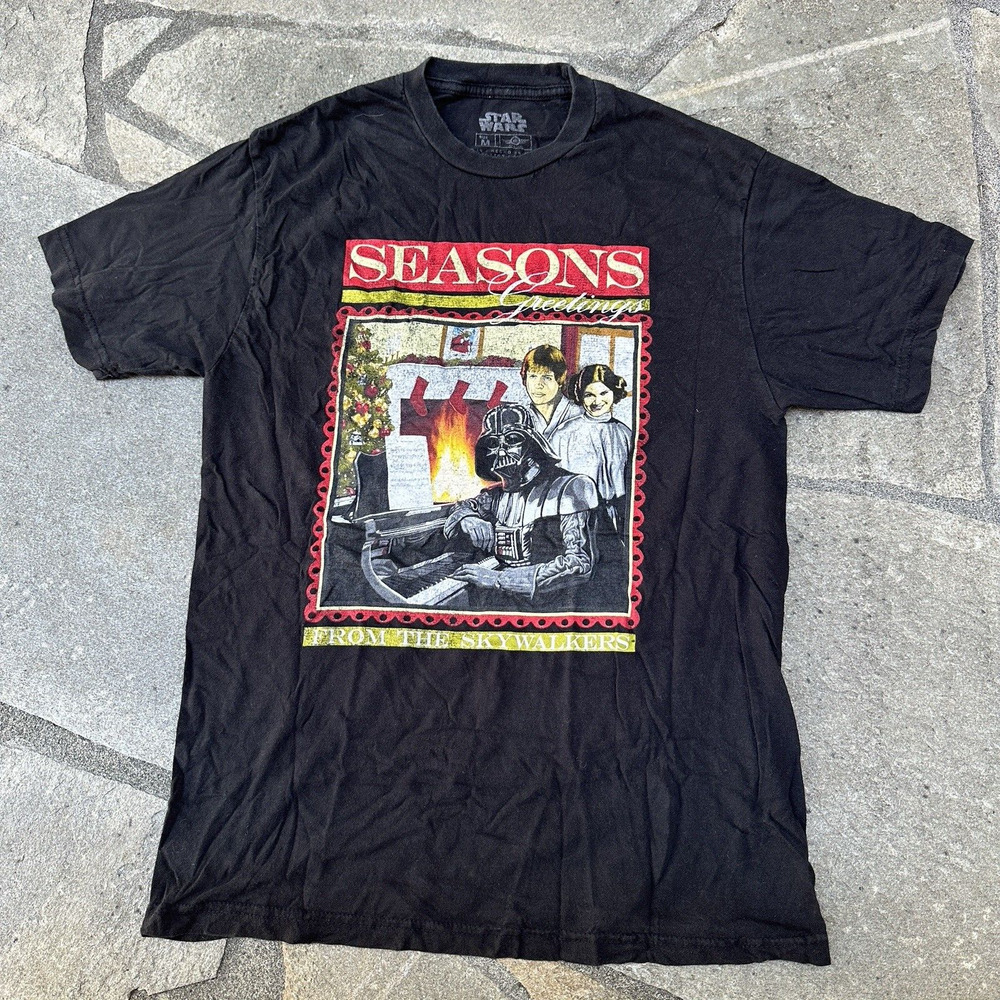 Star Wars Shirt Medium Luke Leia Darth Seasons Greetings from Skywalkers Funny